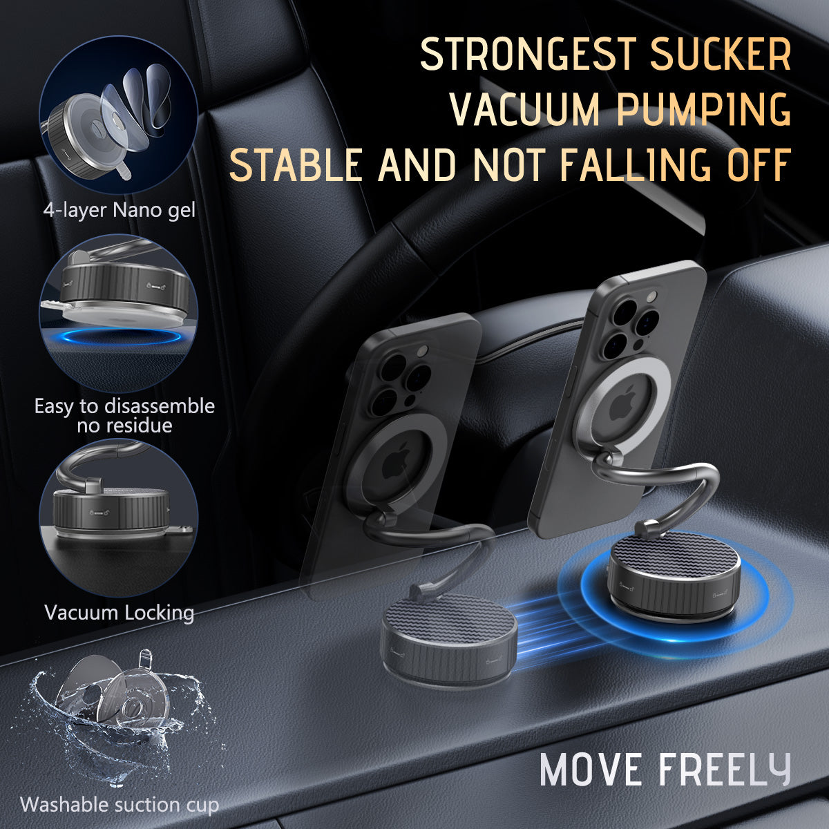 Super Strong Magnetic Car Mount – No Shake, No Fall