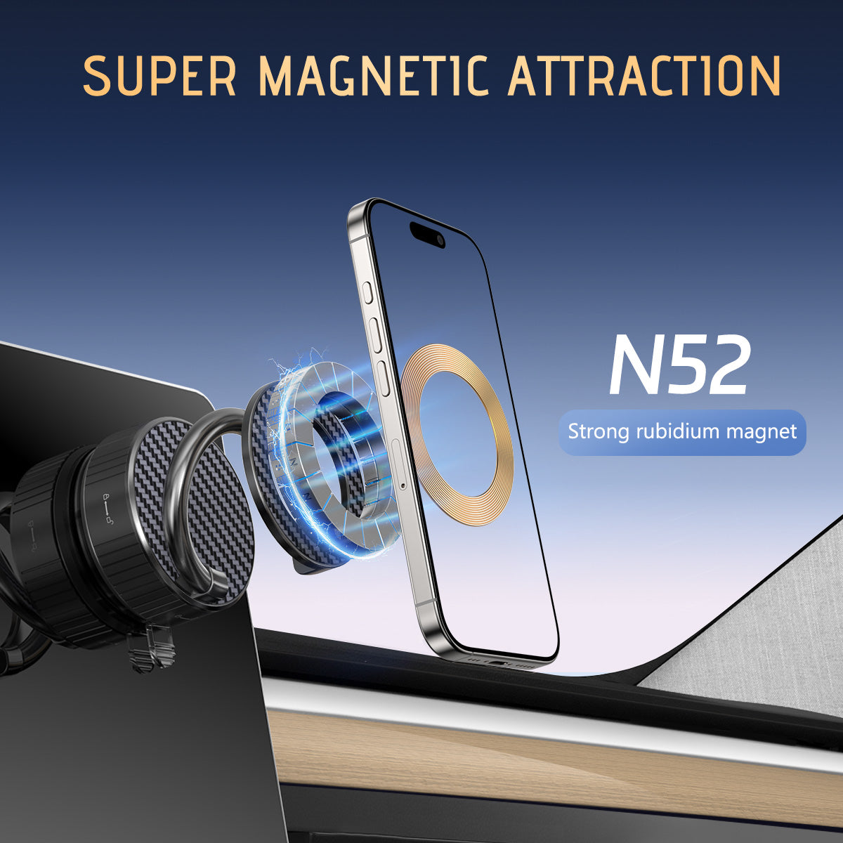 Super Strong Magnetic Car Mount – No Shake, No Fall